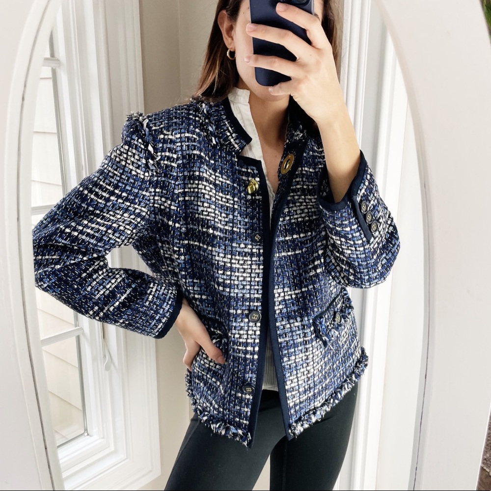 COACH 1941 Poppy Blue Phoebe Tweed Blazer Jacket